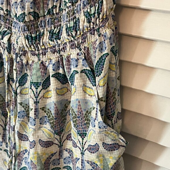 Tory Burch silk romper XS mosaic Provence Pompeii tassels - Picture 7 of 15